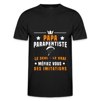 papa parapentiste méfiez vous imitations parapente - T-shirt sport Homme - noir - Devant - AI Model Male 178 dark (178cm)