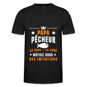 papa pêcheur poisson méfiez vous imitations pêche - T-shirt sport Homme - noir - Devant - AI Model Male 178 dark (178cm)