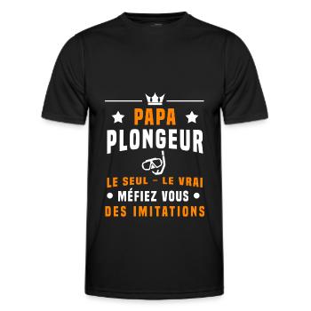 papa plongeur tuba méfiez vous imitations plongée - T-shirt sport Homme - noir - Devant - AI Model Male 178 dark (178cm)