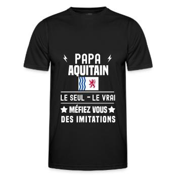 papa aquitain homme le seul le vrai aquitaine - T-shirt sport Homme - noir - Devant - AI Model Male 178 dark (178cm)