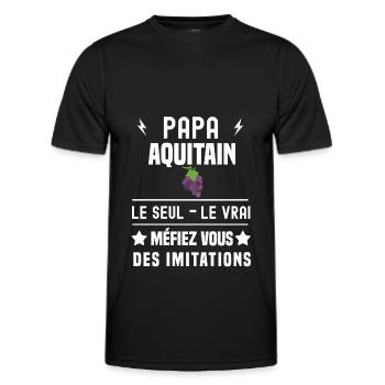 papa aquitain vigne le seul le vrai aquitaine - T-shirt sport Homme - noir - Devant - AI Model Male 178 dark (178cm)
