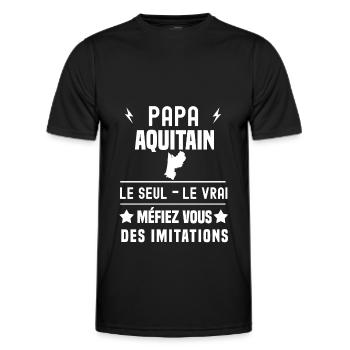 papa aquitain région le seul le vrai aquitaine - T-shirt sport Homme - noir - Devant - AI Model Male 178 dark (178cm)