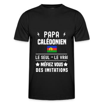 papa Calédonien drapeau le seul le vrai calédonie - T-shirt sport Homme - noir - Devant - AI Model Male 178 dark (178cm)