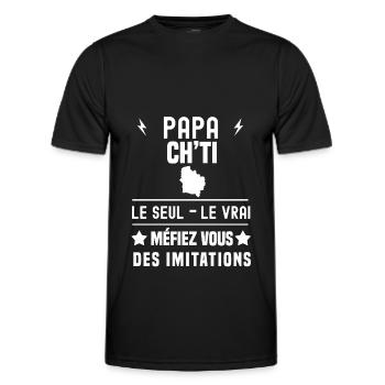 papa ch'ti le seul le vrai nord - T-shirt sport Homme - noir - Devant - AI Model Male 178 dark (178cm)