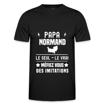 papa normand région le seul le vrai normandie - T-shirt sport Homme - noir - Devant - AI Model Male 178 dark (178cm)