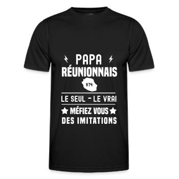 papa réunionnais 974 le seul le vrai la réunion - T-shirt sport Homme - noir - Devant - AI Model Male 178 dark (178cm)