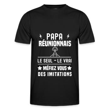 papa réunionnais volcan le seul le vrai la réunion - T-shirt sport Homme - noir - Devant - AI Model Male 178 dark (178cm)