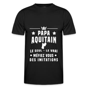 papa aquitain région méfiez vous imitations - T-shirt sport Homme - noir - Devant - AI Model Male 178 dark (178cm)