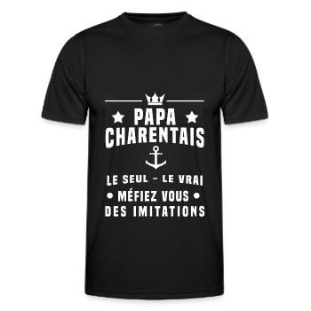 papa charentais ancre méfiez vous imitations - T-shirt sport Homme - noir - Devant - AI Model Male 178 dark (178cm)