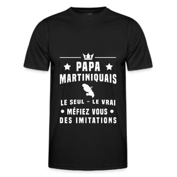 papa martiniquais homme méfiez vous imitations - T-shirt sport Homme - noir - Devant - AI Model Male 178 dark (178cm)
