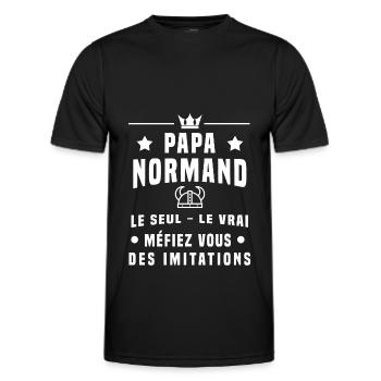 papa normand casque viking méfiez vous imitations - T-shirt sport Homme - noir - Devant - AI Model Male 178 dark (178cm)