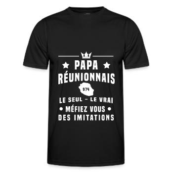 papa réunionnais 974 méfiez vous imitations - T-shirt sport Homme - noir - Devant - AI Model Male 178 dark (178cm)