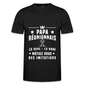 papa réunionnais ile volcan méfiez vous imitations - T-shirt sport Homme - noir - Devant - AI Model Male 178 dark (178cm)