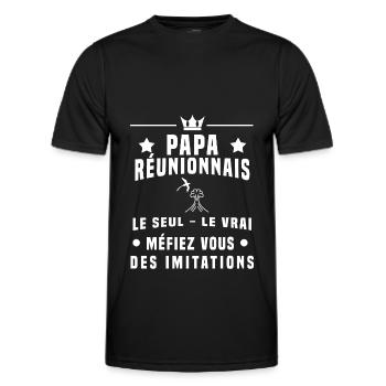 papa réunionnais volcan oiseau méfiez imitations - T-shirt sport Homme - noir - Devant - AI Model Male 178 dark (178cm)