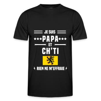 papa ch'ti drapeau rien ne m'effraie nord - T-shirt sport Homme - noir - Devant - AI Model Male 178 dark (178cm)