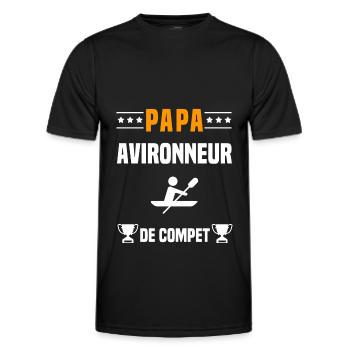papa avironneur de compet père cadeau papa aviron - T-shirt sport Homme - noir - Devant - AI Model Male 178 dark (178cm)