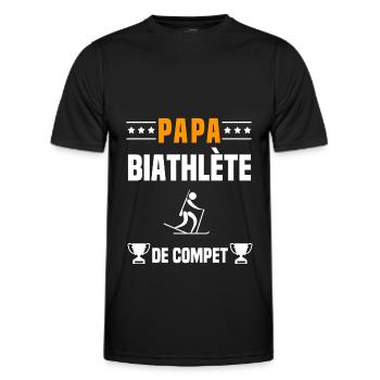 papa biathlète de compet père cadeau papa biathlon - T-shirt sport Homme - noir - Devant - AI Model Male 178 dark (178cm)