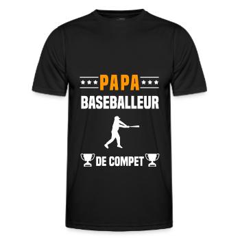 papa baseballeur de compet cadeau papa baseball - T-shirt sport Homme - noir - Devant - AI Model Male 178 dark (178cm)