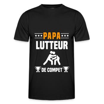 papa lutteur de compet père cadeau papa lutte - T-shirt sport Homme - noir - Devant - AI Model Male 178 dark (178cm)