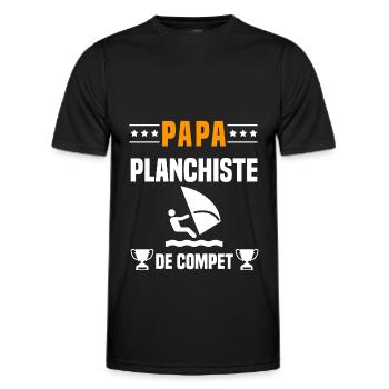 papa planchiste de compet père cadeau papa voile - T-shirt sport Homme - noir - Devant - AI Model Male 178 dark (178cm)