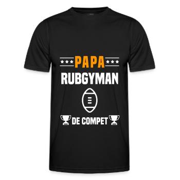 papa rubgyman de compet père cadeau papa rugby - T-shirt sport Homme - noir - Devant - AI Model Male 178 dark (178cm)