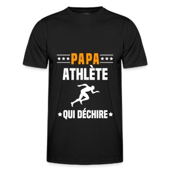 papa athlète qui déchire papa athlètisme - T-shirt sport Homme - noir - Devant - AI Model Male 178 dark (178cm)