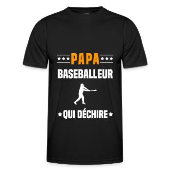 papa baseballeur qui déchire papa baseball - T-shirt sport Homme - noir - Devant - AI Model Male 178 dark (178cm)