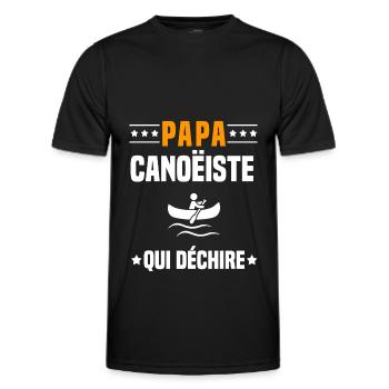 papa canoëiste qui déchire papa canoë - T-shirt sport Homme - noir - Devant - AI Model Male 178 dark (178cm)