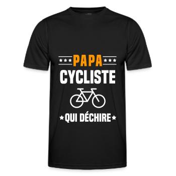 papa cycliste qui déchire papa vélo - T-shirt sport Homme - noir - Devant - AI Model Male 178 dark (178cm)