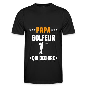 papa golfeur qui déchire papa golf - T-shirt sport Homme - noir - Devant - AI Model Male 178 dark (178cm)