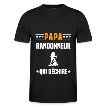 papa randonneur qui déchire papa randonnée - T-shirt sport Homme - noir - Devant - AI Model Male 178 dark (178cm)