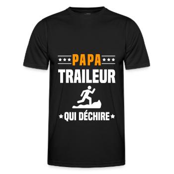 papa traileur qui déchire papa trail - T-shirt sport Homme - noir - Devant - AI Model Male 178 dark (178cm)