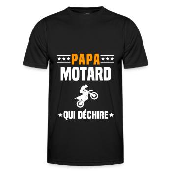 papa motard qui déchire papa moto - T-shirt sport Homme - noir - Devant - AI Model Male 178 dark (178cm)