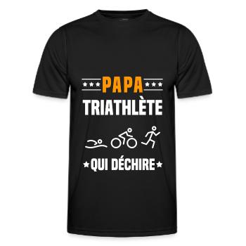 papa triathlète qui déchire papa triathlon - T-shirt sport Homme - noir - Devant - AI Model Male 178 dark (178cm)