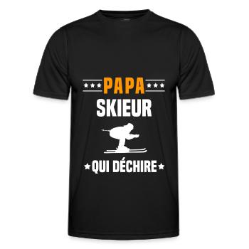 papa skieur qui déchire papa ski - T-shirt sport Homme - noir - Devant - AI Model Male 178 dark (178cm)