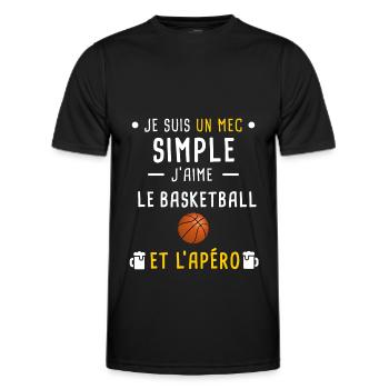 mec simple basketball et apéro - T-shirt sport Homme - noir - Devant - AI Model Male 178 dark (178cm)