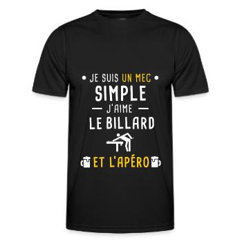 mec simple billard et apéro - T-shirt sport Homme - noir - Devant - AI Model Male 178 dark (178cm)