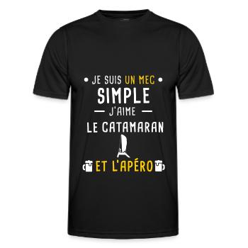 mec simple catamaran et apéro - T-shirt sport Homme - noir - Devant - AI Model Male 178 dark (178cm)