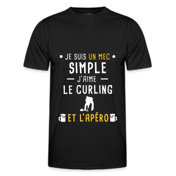 mec simple curling et apéro - T-shirt sport Homme - noir - Devant - AI Model Male 178 dark (178cm)