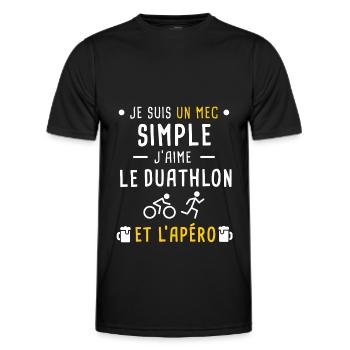mec simple duathlon sport et apéro - T-shirt sport Homme - noir - Devant - AI Model Male 178 dark (178cm)