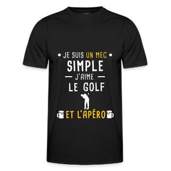 mec simple golf golfeur et apéro - T-shirt sport Homme - noir - Devant - AI Model Male 178 dark (178cm)