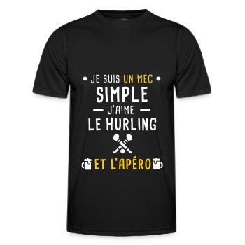 mec simple hurling et apéro - T-shirt sport Homme - noir - Devant - AI Model Male 178 dark (178cm)