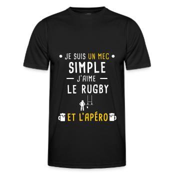mec simple rugby sport et apéro - T-shirt sport Homme - noir - Devant - AI Model Male 178 dark (178cm)