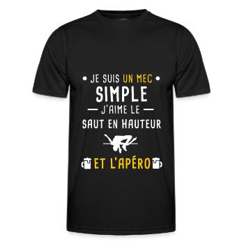 mec simple saut en hauteur et apéro - T-shirt sport Homme - noir - Devant - AI Model Male 178 dark (178cm)