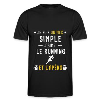 mec simple running et apéro - T-shirt sport Homme - noir - Devant - AI Model Male 178 dark (178cm)