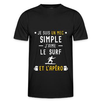 mec simple surf board et apéro - T-shirt sport Homme - noir - Devant - AI Model Male 178 dark (178cm)