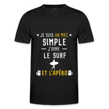 mec simple surf surfeur et apéro - T-shirt sport Homme - noir - Devant - AI Model Male 178 dark (178cm)