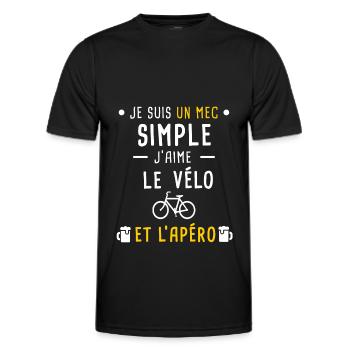 mec simple vélo et apéro - T-shirt sport Homme - noir - Devant - AI Model Male 178 dark (178cm)