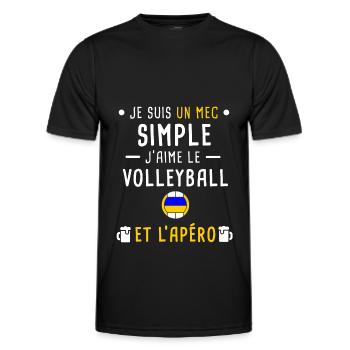 mec simple volleyball et apéro - T-shirt sport Homme - noir - Devant - AI Model Male 178 dark (178cm)