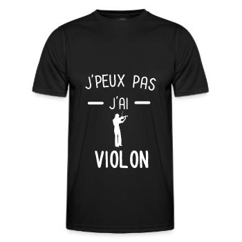 Je peux pas j'ai violon violoniste homme - T-shirt sport Homme - noir - Devant - AI Model Male 178 dark (178cm)